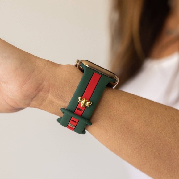 Honey bee me green and red Apple Watch band - Picture 3 of 4